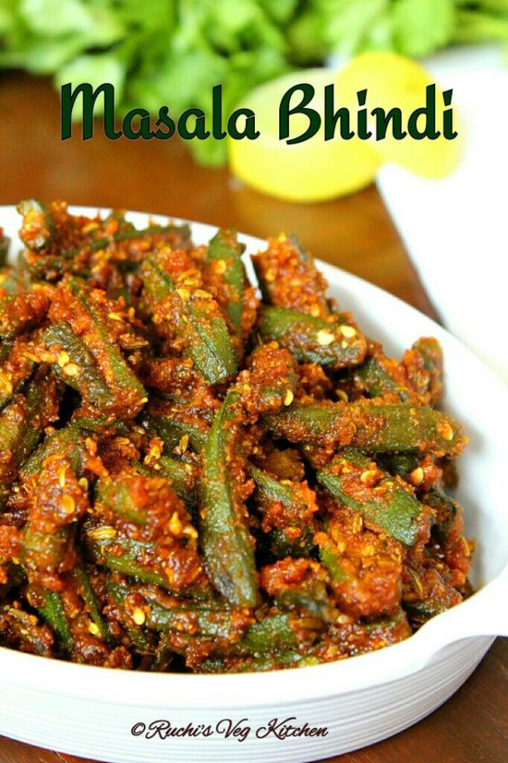 "Close-up of delicious masala bhindi (spiced okra) served in a traditional Indian dish."